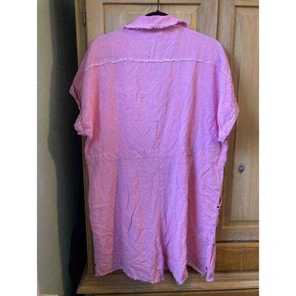 Blue Velvet | NWT Utility Style Pink Zip front Romper | Large - Picture 4 of 4